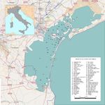 Карта Венецианской лагуны с указанием мест строительства проекта "Моисей". 
