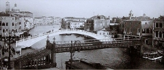 Новый и старый мост Скальци. Снимок сделан в период, когда новый мост Евгенио Миоцци уже открыт (в 1934 году), а старый Альфреда Невилла еще не демонтирован.